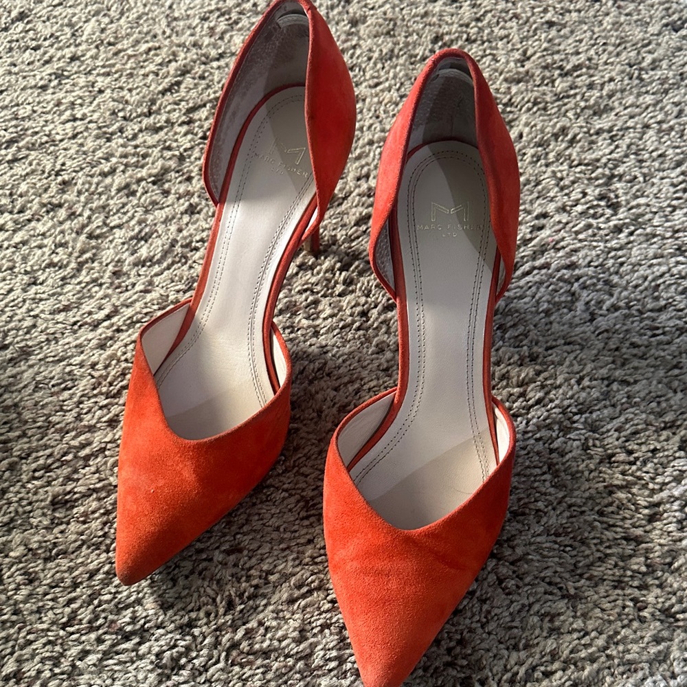 Marc Fisher Vibrant Orange Suede Heels